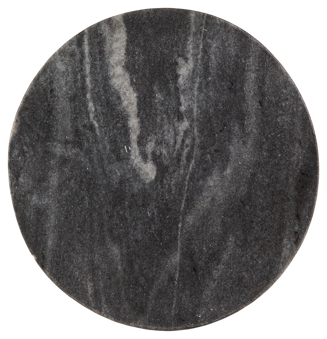 Caramont - Table d'appoint avec base blanche - Fini noir / blanc / or