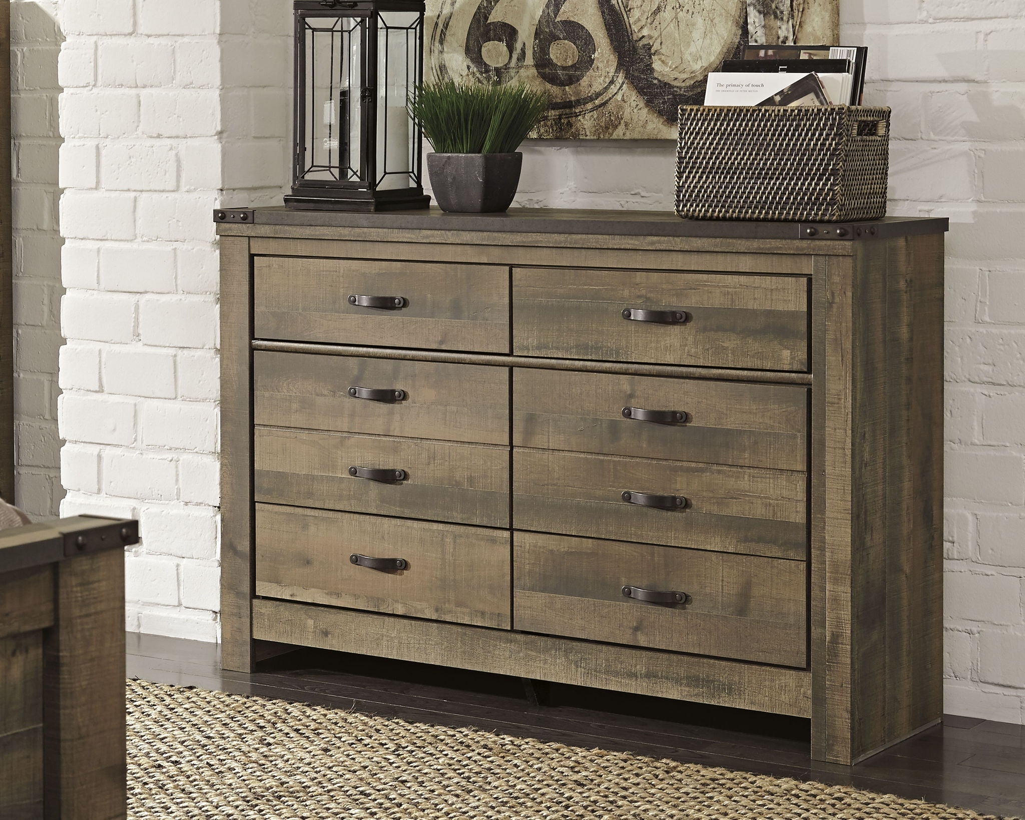 Trinell - Commode à six tiroirs - 61,34" x 15,98" x 42,99" - Brun foncé
