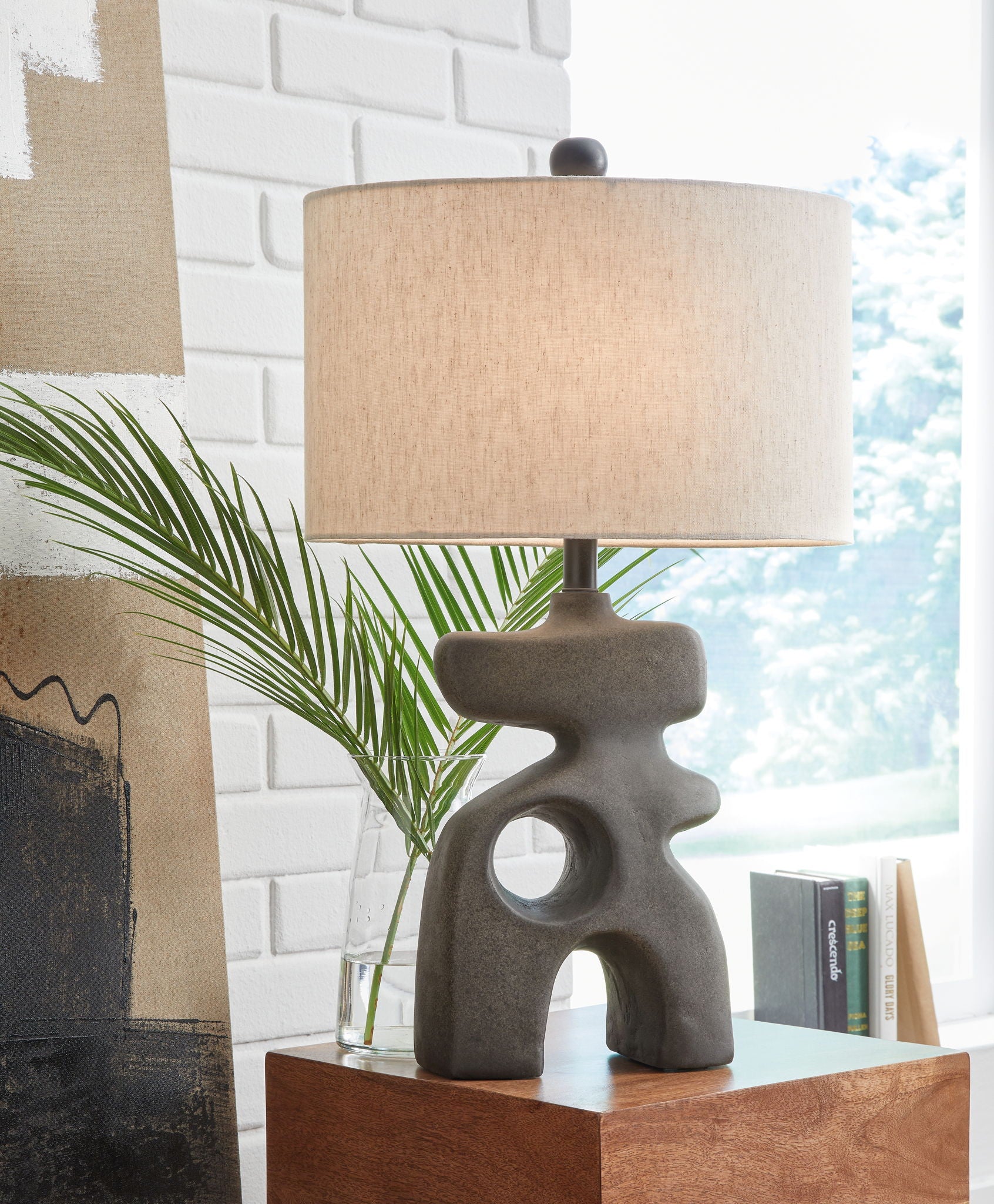 Danacy - Lampe de table en papier - Noir vieilli