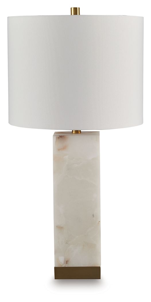 Linderfield - Lampe de table en albâtre - Finition blanc/doré