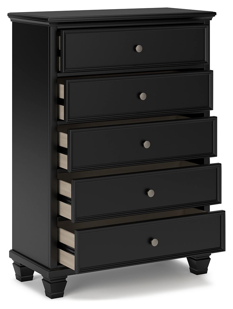 Lanolee - Commode à cinq tiroirs - Noire