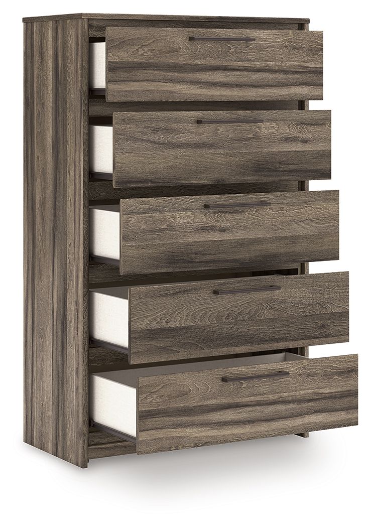 Commode Elbrim à cinq tiroirs - Brun