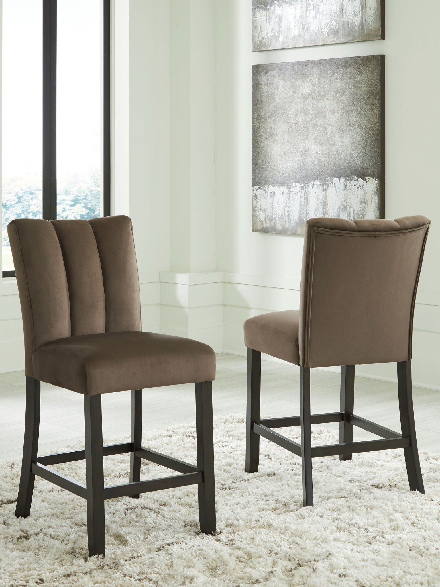 Jeshina - Tabouret de bar rembourré (Lot de 2) - Mocha
