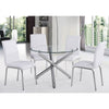 Solara Ii 5Pc Dining Set Chrome Table/White Chair