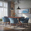 Drake/Minto 7Pc Dining Set Walnut Table/Blue Chair