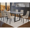 Gavin/Venice 7Pc Dining Set Black Table/Beige Chair