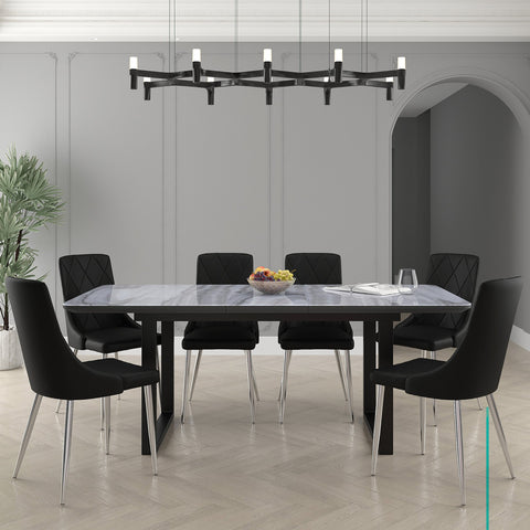 Gavin/Devo 7Pc Dining Set Black Table/Black Chair