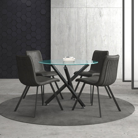 Suzette/Buren 5Pc Dining Set Black Table/Grey Chair