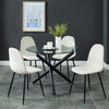 Suzette/Olly 5Pc Dining Set Black Table/Beige Chair