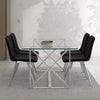 Lorenzo/Marlo 5Pc Dining Set Chrome Table/Black Chair