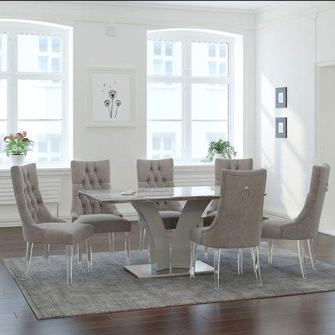 Napoli/Cavalli 7Pc Dining Set Grey Table/Grey Chair