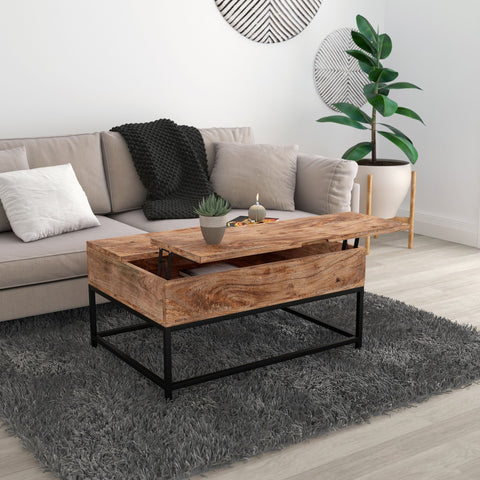 Ojas Lift-Top Coffee Table Natural Burnt