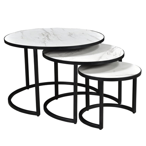 Darsh 3Pc Coffee Table Set White Marble