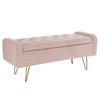 Sabel Storage Ottoman/Bench Blush Pink/Gold