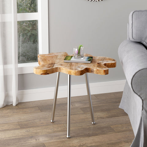 Pari Accent Table Natural/Chrome Leg